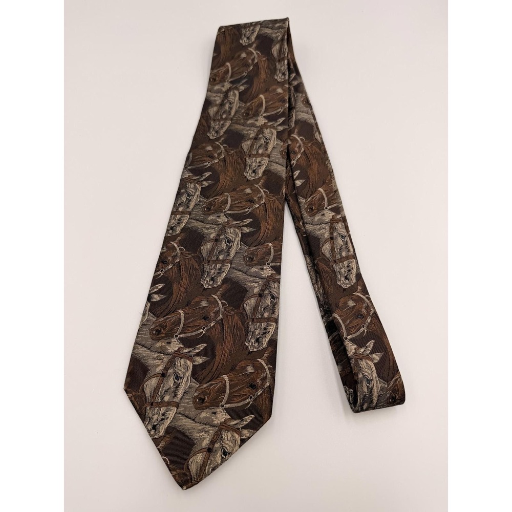 Vintage‎ POLO by RALPH LAUREN 100% Silk Horse Tie 60" long